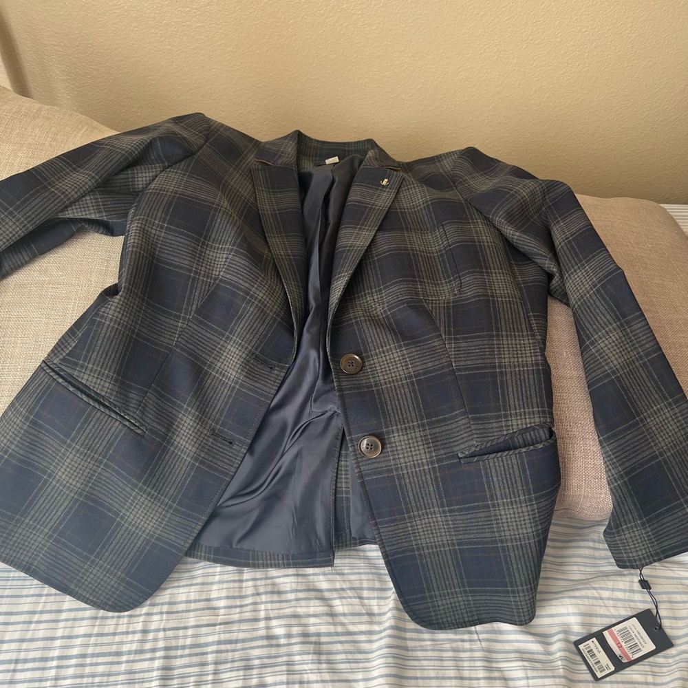 Tommy Hilfiger plaid blazer with suede elbow patches